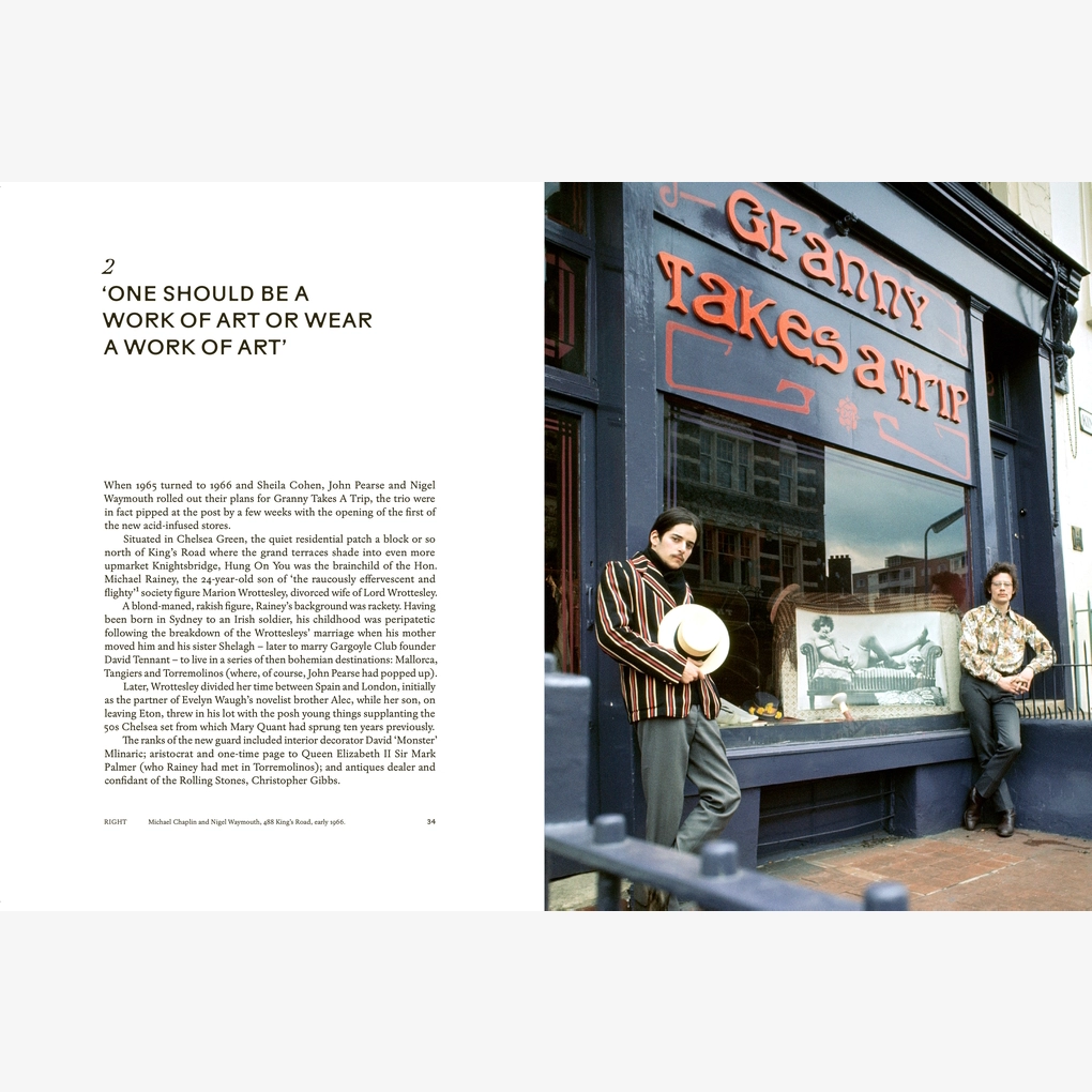 An interior spread, featuring a photo of the shop front